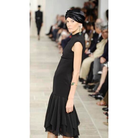 Ralph Lauren Collection Purple Label Midi Silk Black Cocktail Dress 4 Runway 09 - Picture 3 of 16